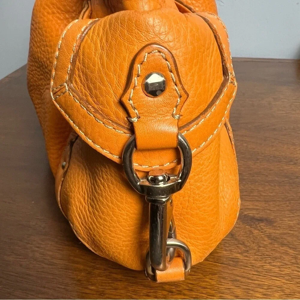 Cole Haan - Women's Vintage Pebbled Leather Orange Hobo Purse Slouchy Ruched Y2K